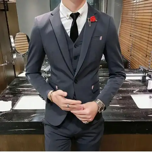 恒源祥品牌热卖2020新款帅气西装男套装青年韩版潮流学生装一套休闲