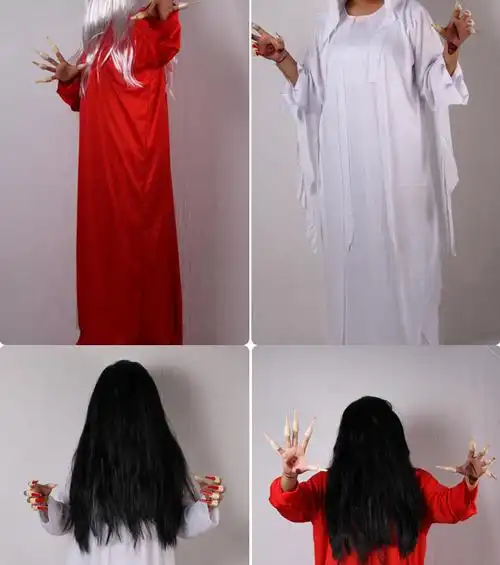 万圣节女鬼红衣贞子衣服鬼服鬼屋剧本杀恐怖鬼服装扮鬼长假发道具