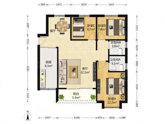 【多图】大冲都市花园,大冲租房,实图拍摄 大冲都市花园100平米改四房