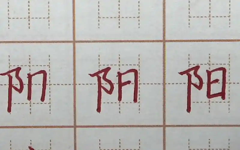 一年级语文下册生字硬笔书法练字,阳字笔画书写,初学者字帖写字