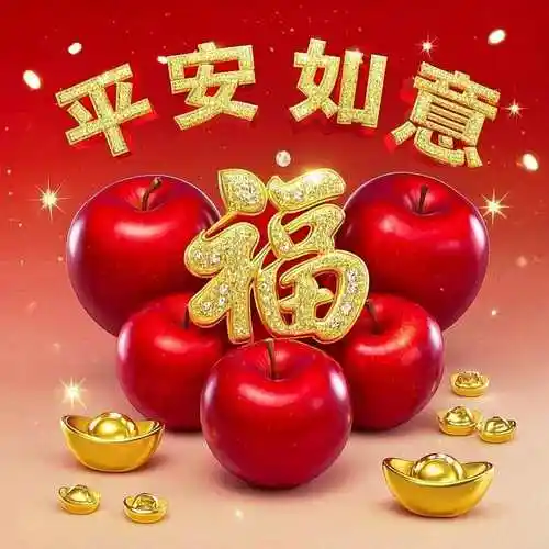 送你平平安安大苹果,红红火火大柿子,祝你平安如意,柿柿如意