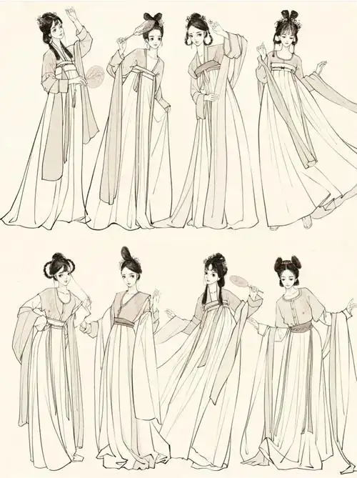 【绘画素材】古风汉服人物线稿来袭!