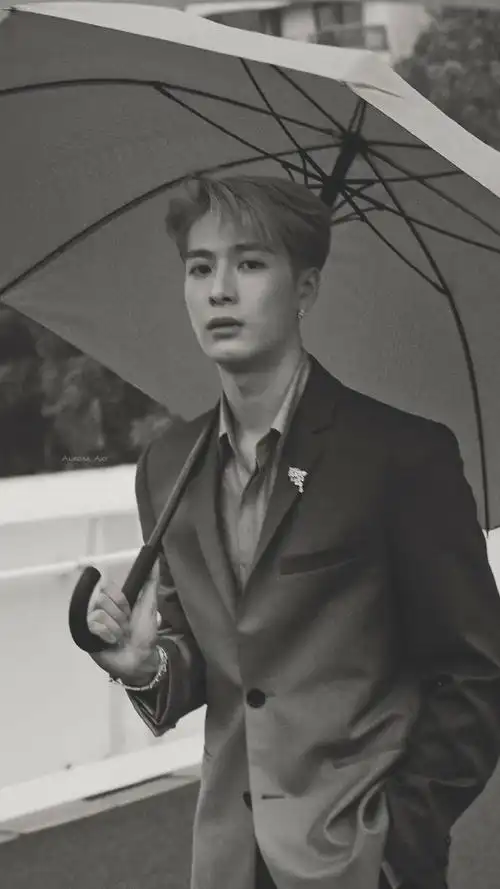 王嘉尔乌云灰渐变西装