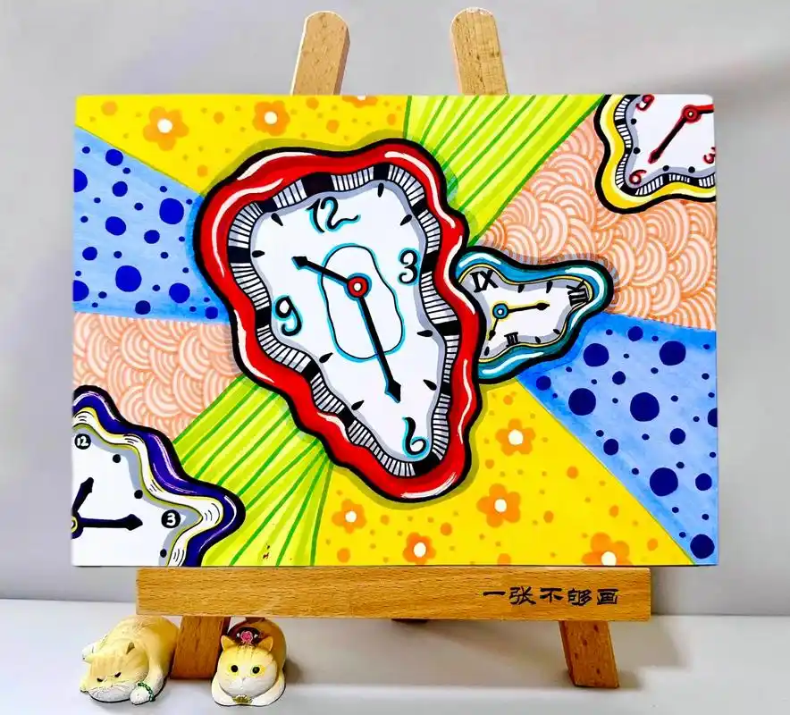 达利的时钟 | 创意线描儿童画.时间不语,却从不辜负任何努力 - 抖音