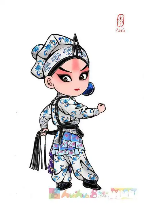 京剧人物简笔画黑白戏曲人物简笔画武生卡通京剧人物图解教程京剧人物