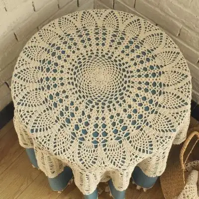 针织镂空圆桌台布图片