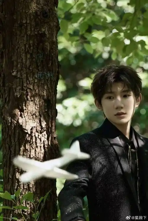 王源黑色金闪西装##王源