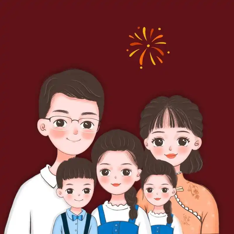 无水印一家五口全家福头像