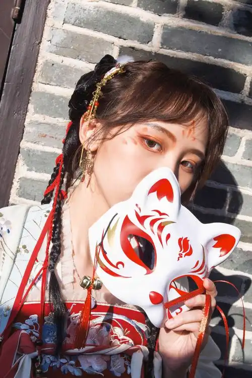 汉服配饰面具古风半脸半遮面小狐狸狐妖二次元动漫大人卡通款日式