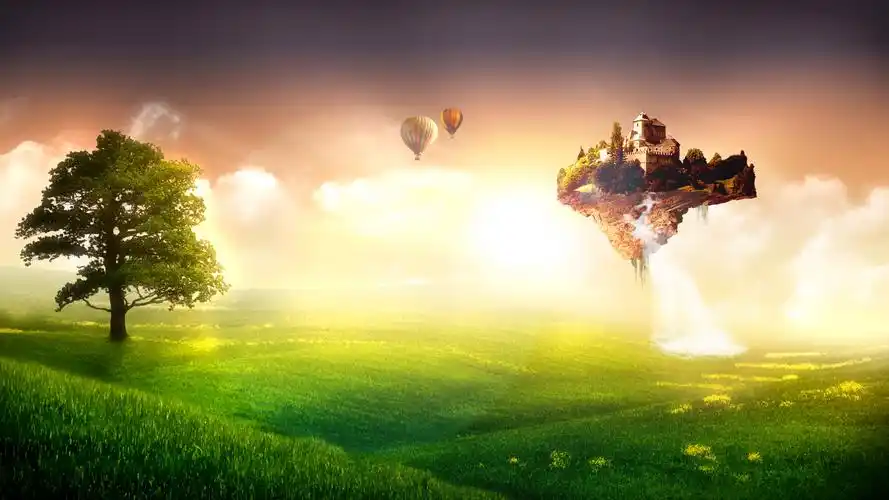 梦幻岛浮风景桌面壁纸