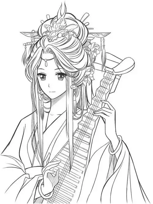 丶碗里有勺子从朱纪格转采于2020-09-13 19:48:43动漫线描《古风》1