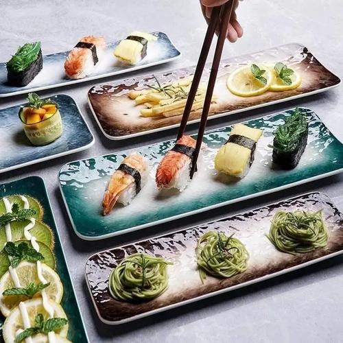 造型好看的盘子寿司盘长方形陶瓷日式小吃长盘小吃盘长条盘西餐盘