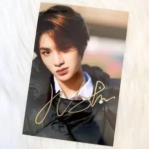 黄明昊亲笔签名照片时尚周边包邮 justin签名