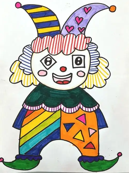 儿童画创意美术小丑07