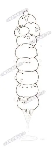 萌萌哒卡通漫画风的冰淇淋甜筒简笔画教程图片