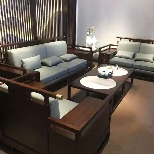 新中式沙发禅意简约轻奢客厅乌金木沙发组合风别墅样板房家具