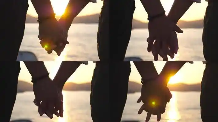 情侣海边牵手 携手共度余生