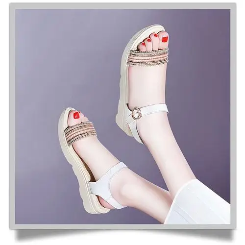 厚底凉鞋女夏季2020新款一字扣带百搭波西米亚松糕女鞋 黑色/8823(跟