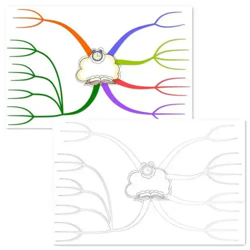 a4思维导图空白模板 儿童思维树练习册纸质语文数学英语 脑图训练左一