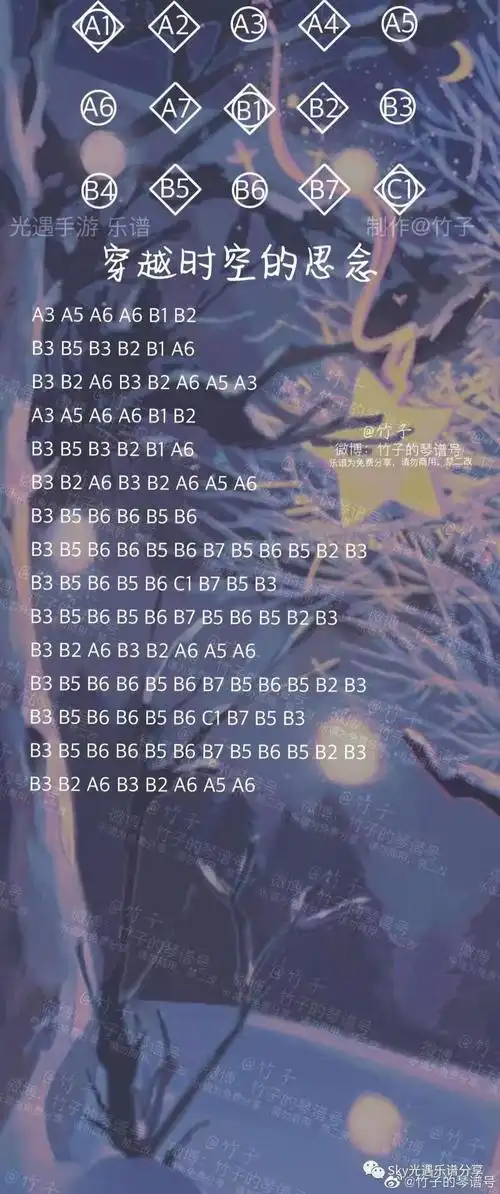 光遇穿越时空的思念简谱-穿越时空的思念钢琴谱子图片分享-燕鹿手游网