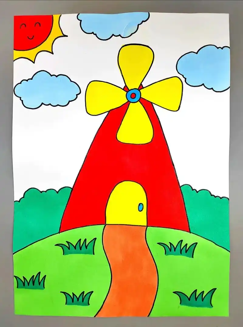 一起来画风车屋,简单又好看#图文伙伴计划 #房子简笔画 #风车屋