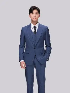 藏蓝色威尔士亲王格西装