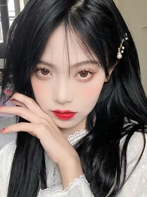 三七分斜刘海女图片