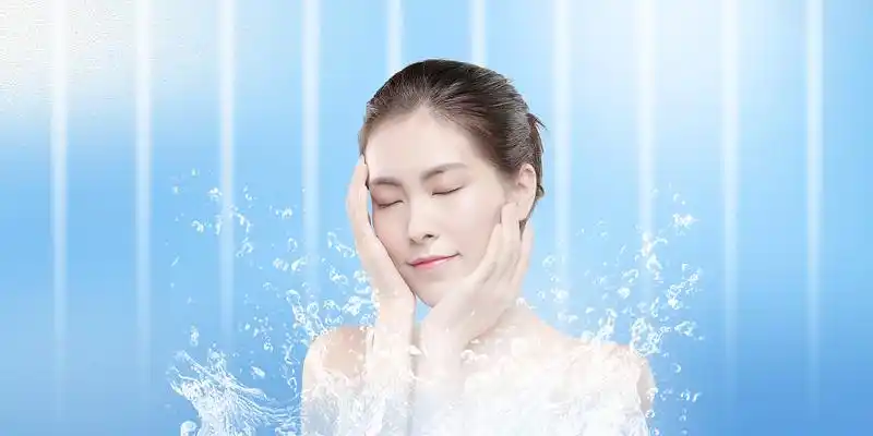 蓝色小清新美白人物补水美白展板背景补水美白背景