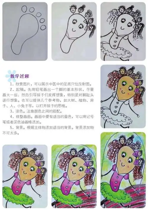 小脚丫儿童画教学过程