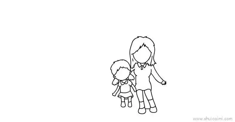 五人全家福儿童画怎么画 五人全家福简笔画图片