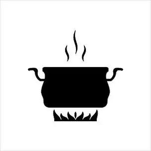 锅加热图标,煎锅上火图标矢量艺术插图