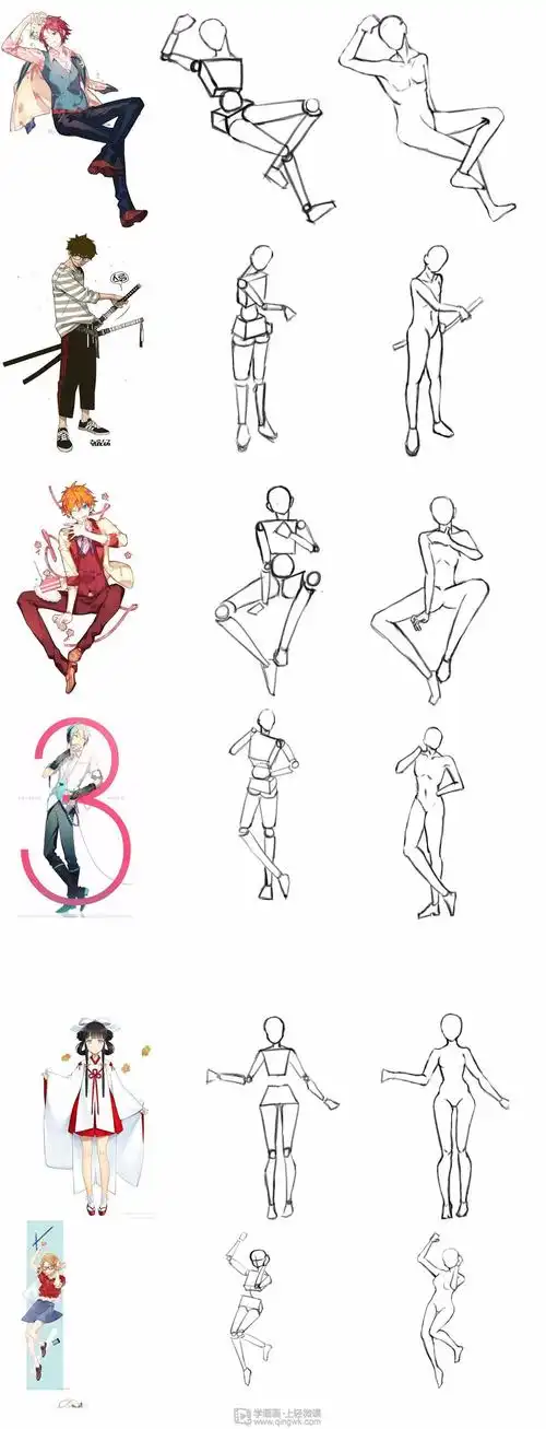 日系人体比例练习动漫人物入门训练