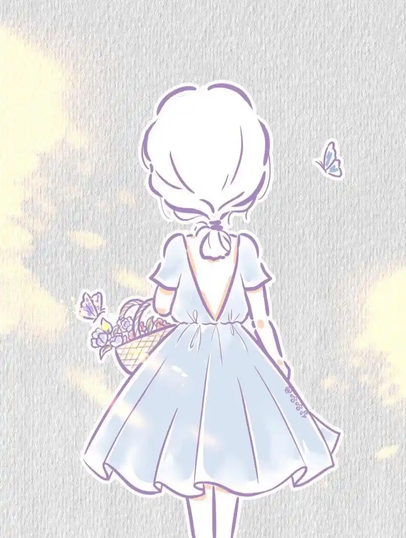 简笔画61浪漫背影教程        治愈系可爱少女