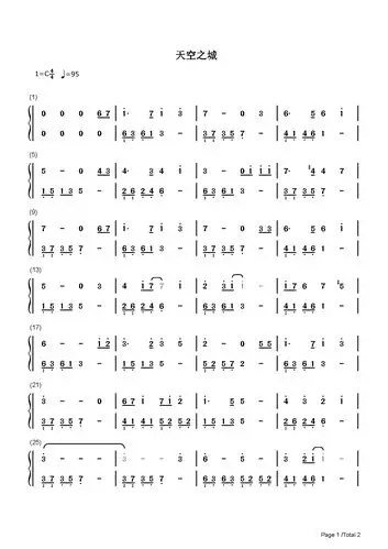 《天空之城》主题曲《伴随着你》(通称:天空之城)由音乐家久石让作曲