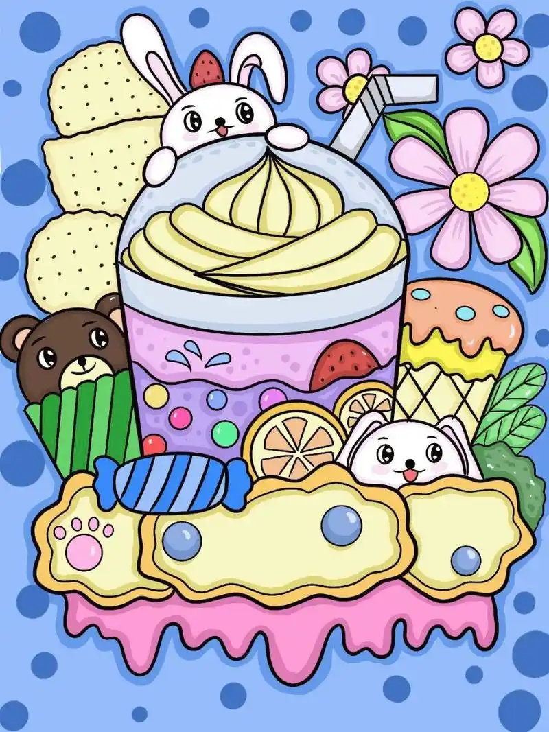 争取画100幅儿童创意画第33幅 美味的冰淇淋 儿童画 适合7-12岁小朋友