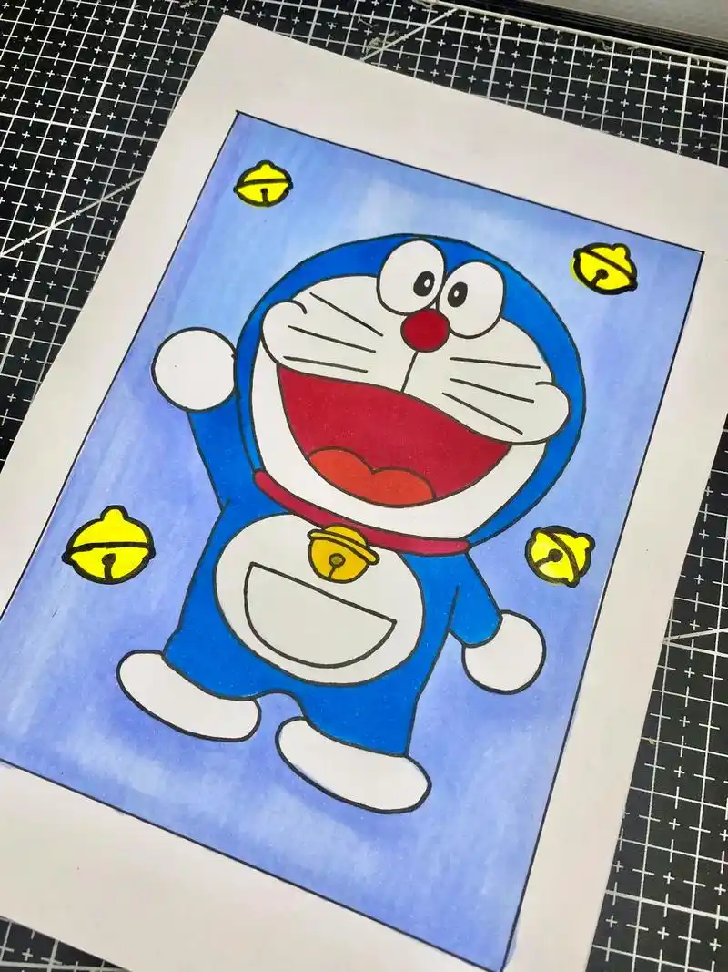 哆啦a梦简笔画 马克笔画 卡通画 步骤图教程哦 一起画起来叭 - 抖音