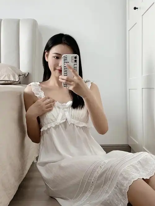 法式甜美少女睡衣女夏款网红风2022年新款白色吊带睡裙家居服长裙