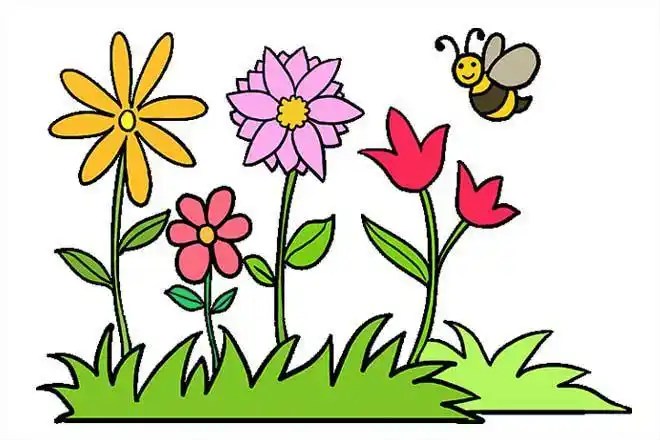 儿童画春天的花园简笔画(步骤图解)