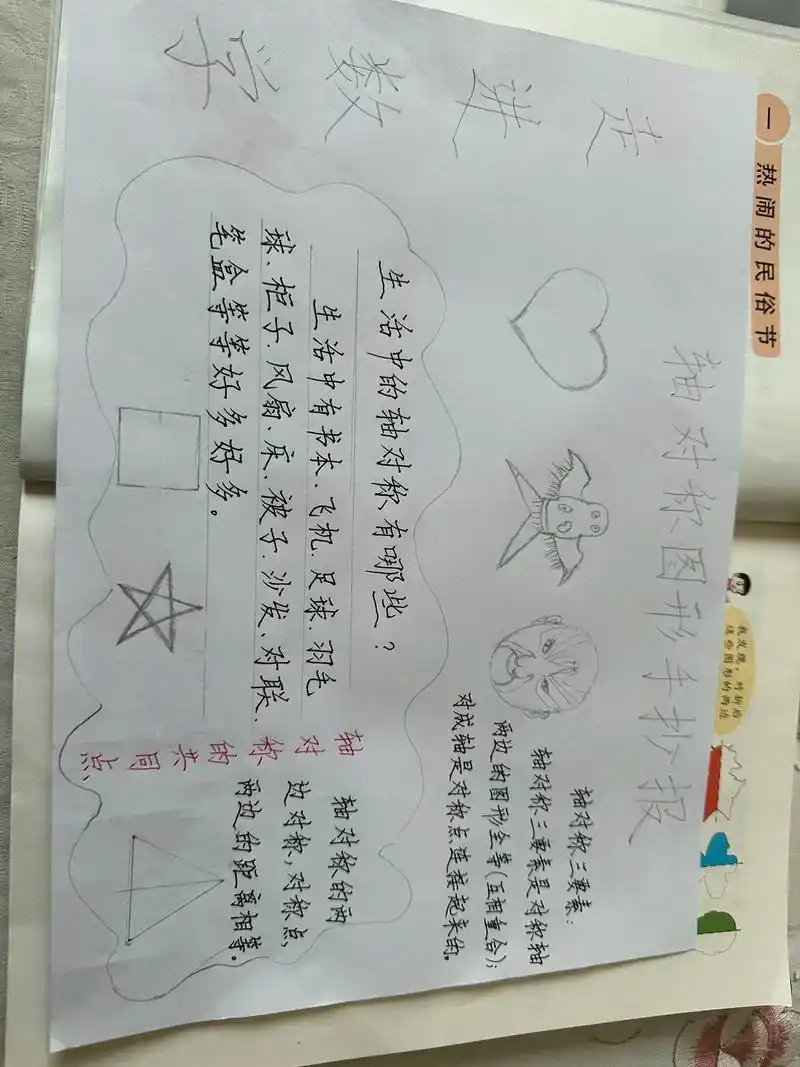 手抄报作业 #每天学习一点点 数学轴对称手抄报 - 抖音