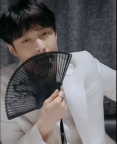 张艺兴同款扇子全竹折扇子黑色梅花雕花镂空小古典中国风跳舞蹈扇