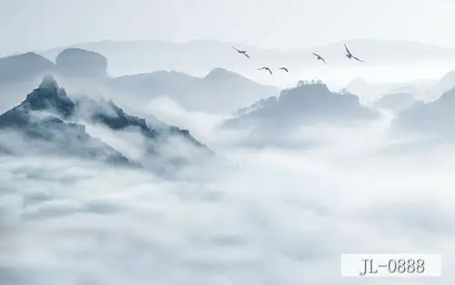 jl-0888新中式水墨意境山水画电视背景墙