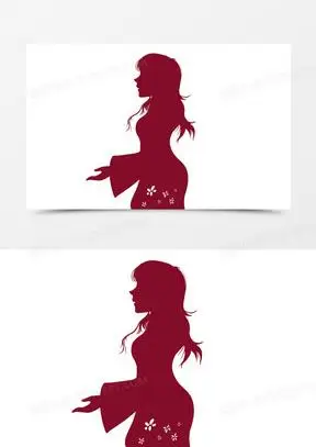 女孩侧脸剪影装饰元素100头部女性黑白剪影装饰素材80女性头部黑白