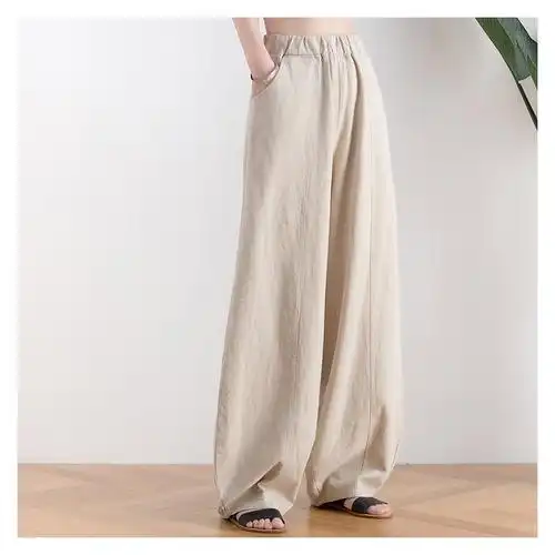 suntek苎麻坠感灯笼裤女春夏民族风休闲裤宽松大码复古棉麻阔腿哈伦裤