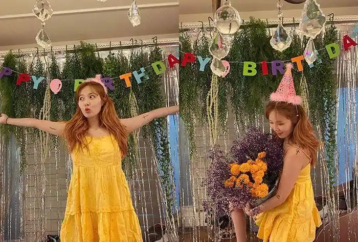 金泫雅生日穿衣服真省布料,吊带裙"开口"还穿,转身美得认不出_金晓钟