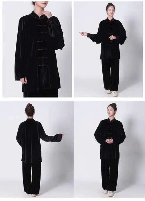 柏龄官方太极服女彩扣金丝绒中老年秋冬保暖舒适太极拳练功服训练服