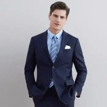 男士套西服上装纯羊毛进口面料商务休闲西装外套男vbs88312395 藏蓝色