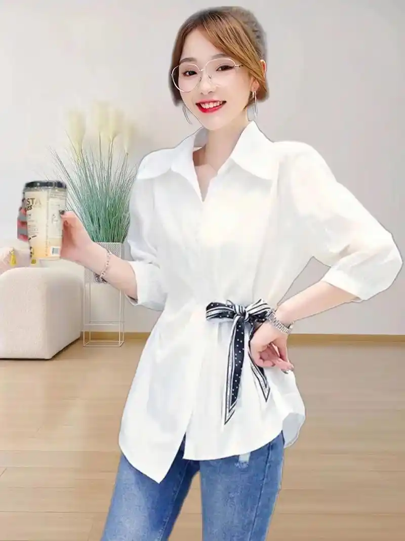 白色纯棉衬衣女春秋2023新款设计感上衣.亲爱的们,今天我要 - 抖音