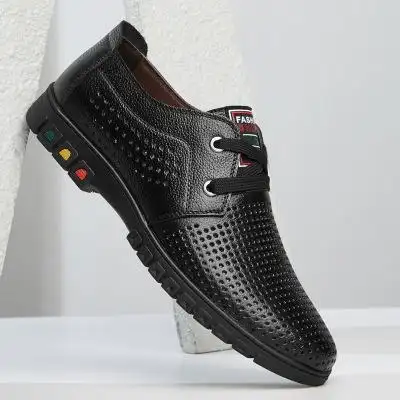 夏季2018凉鞋头层牛皮休闲透气男鞋镂空男新款洞洞鞋男士真皮凉鞋