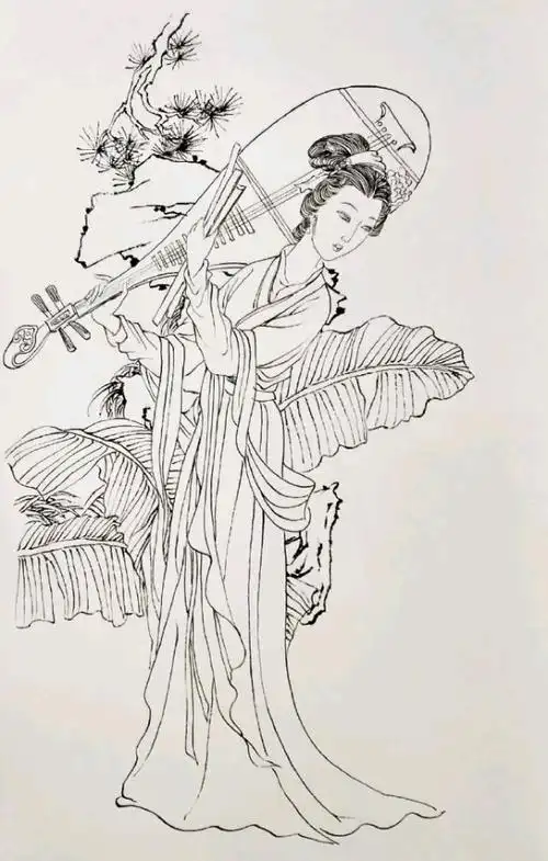 分享一组仕女图的线描稿画好以后再题诗题款都可以当然别忘记了盖上您