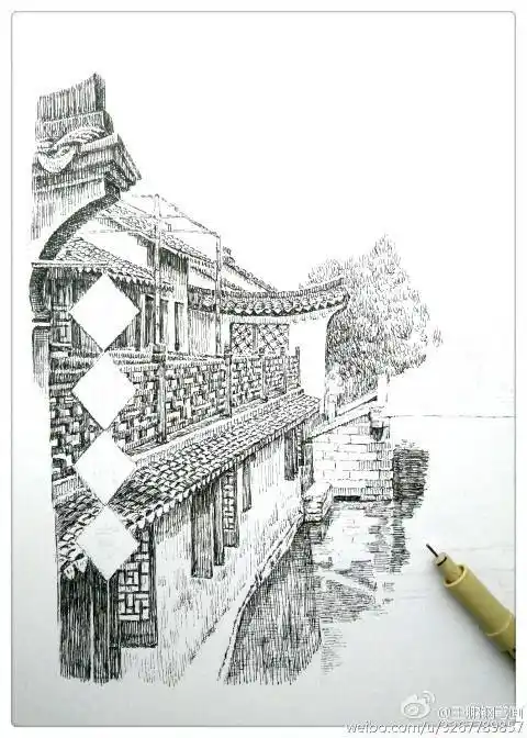 古镇房子屋顶简笔画